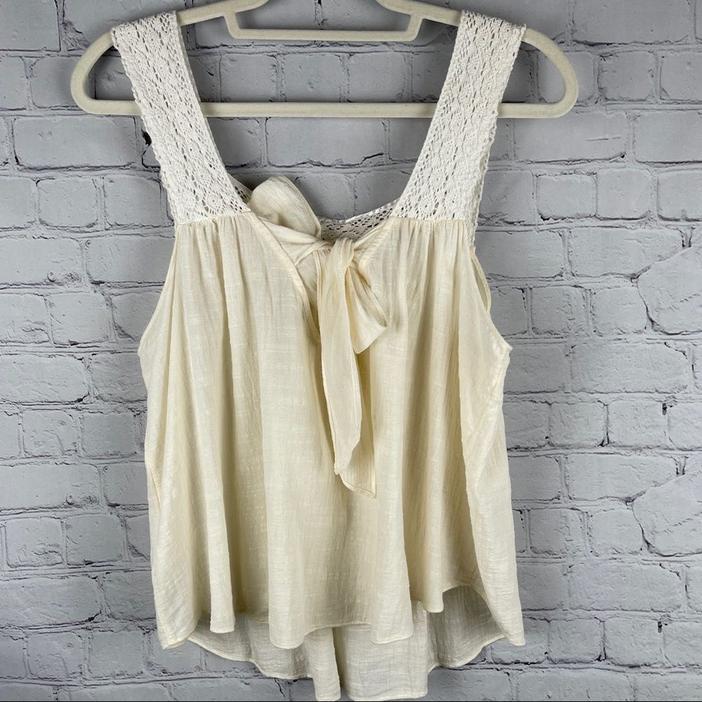 MADEWELL lightweight cotton blend beige crochet tie-back tank top, size XL - Picture 5 of 16